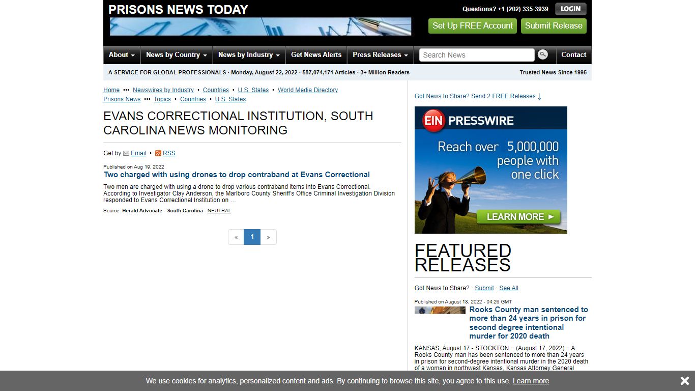 Evans Correctional Institution, South Carolina News Monitoring